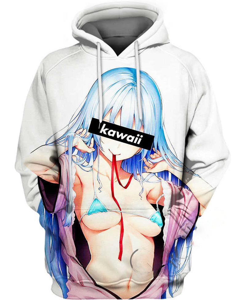 Grey Hair Lady Ahegao Hoodie 3D