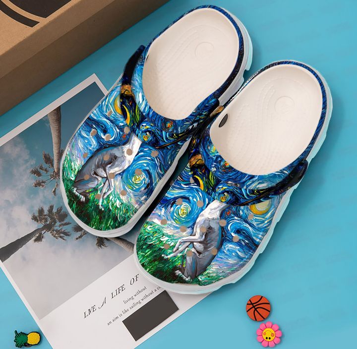 Greyhound Starry Night Crocs Clog Shoes 8 Greyhound Starry Night Crocs Clog Shoes