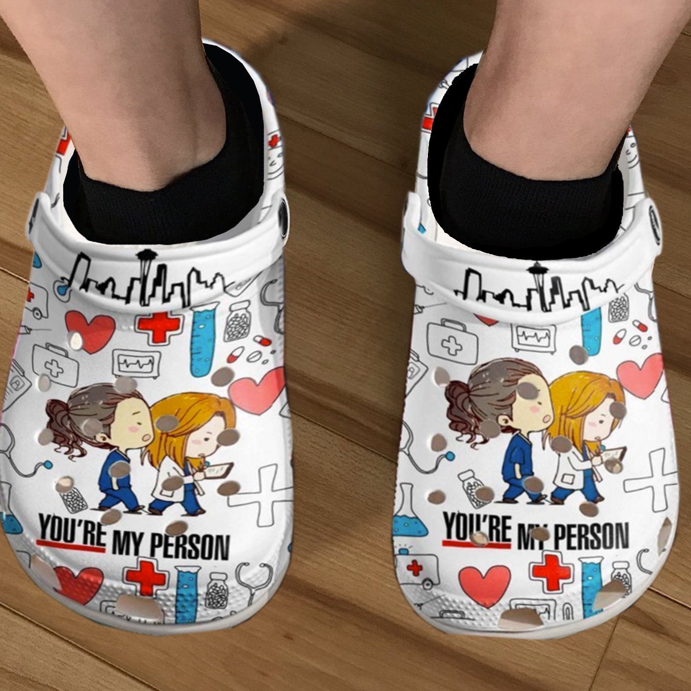 Grey’s Anatomy Love Nurse Doctor Best Gift For Registered Ideas Symbol Crocs Clog Shoes
