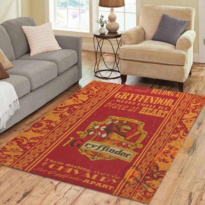 Gryffindor-brave At Heart Harry Potter Logo Carpet Living Room Floor Decor Gift For Potter’s Fan Rug
