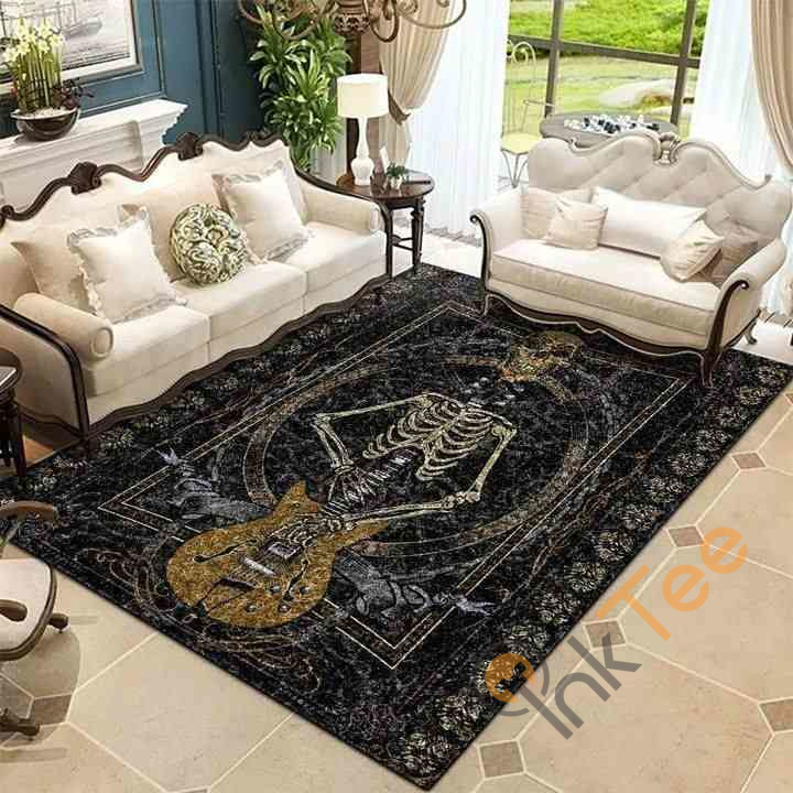 Guitar Skeleton Halloween Area Rug