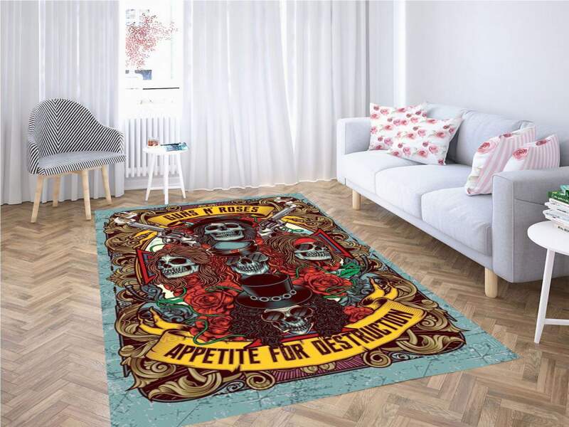 Gun Roses Carpet Rug 1 Gun Roses Carpet Rug