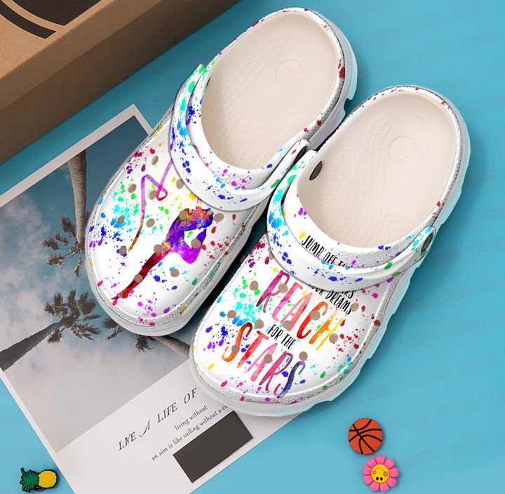 Gymnastics Reach For The Stars Crocs Clog Shoes 2 Gymnastics Reach For The Stars Crocs Clog Shoes