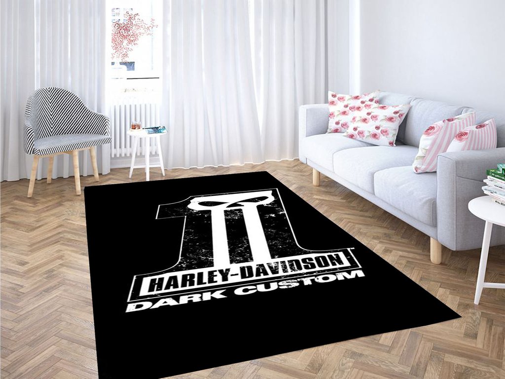 Harley Davidson Dark Custom Living Room Modern Rug