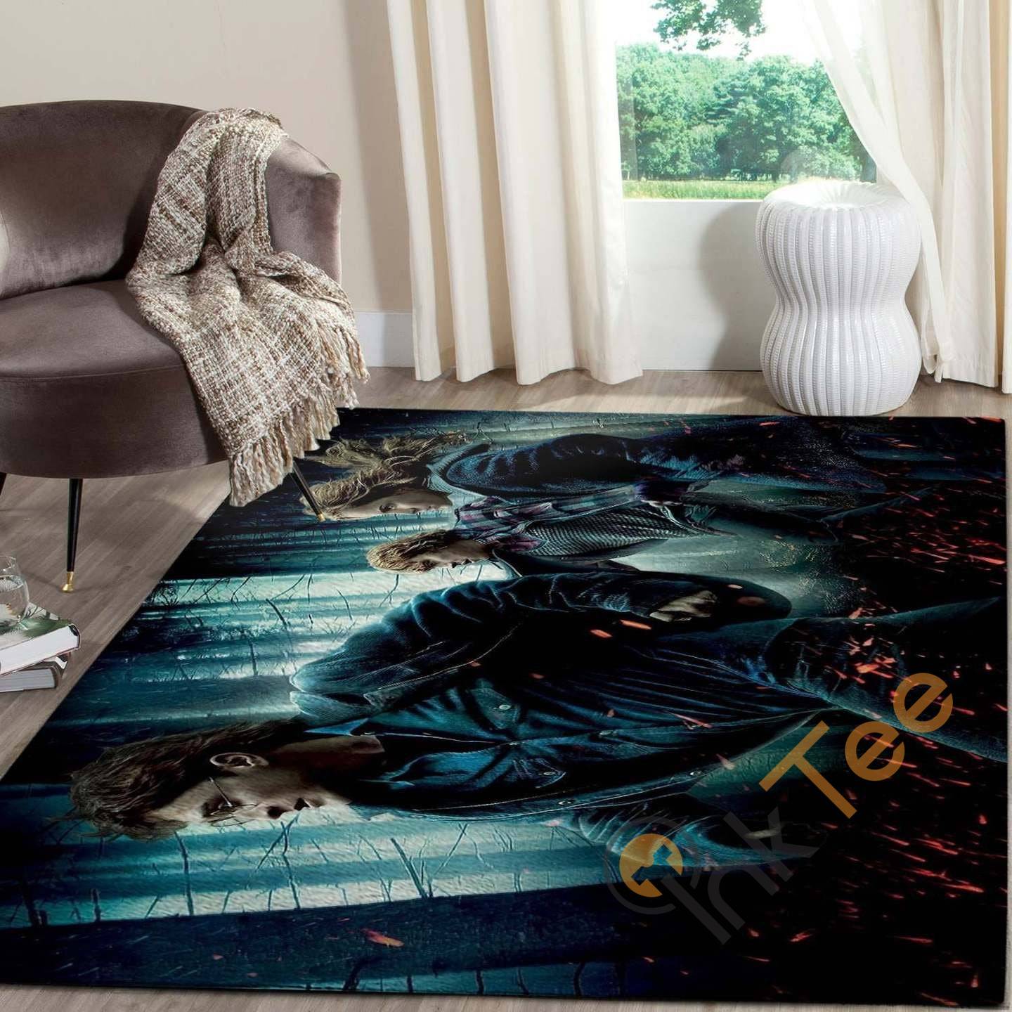 Harry Potter And Friends In Forest Carpet Living Room Floor Decor Gift For Potter’s Fan Rug