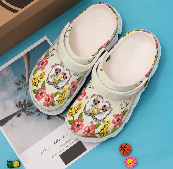 Hedgehog Floral Crocs Clog Shoes