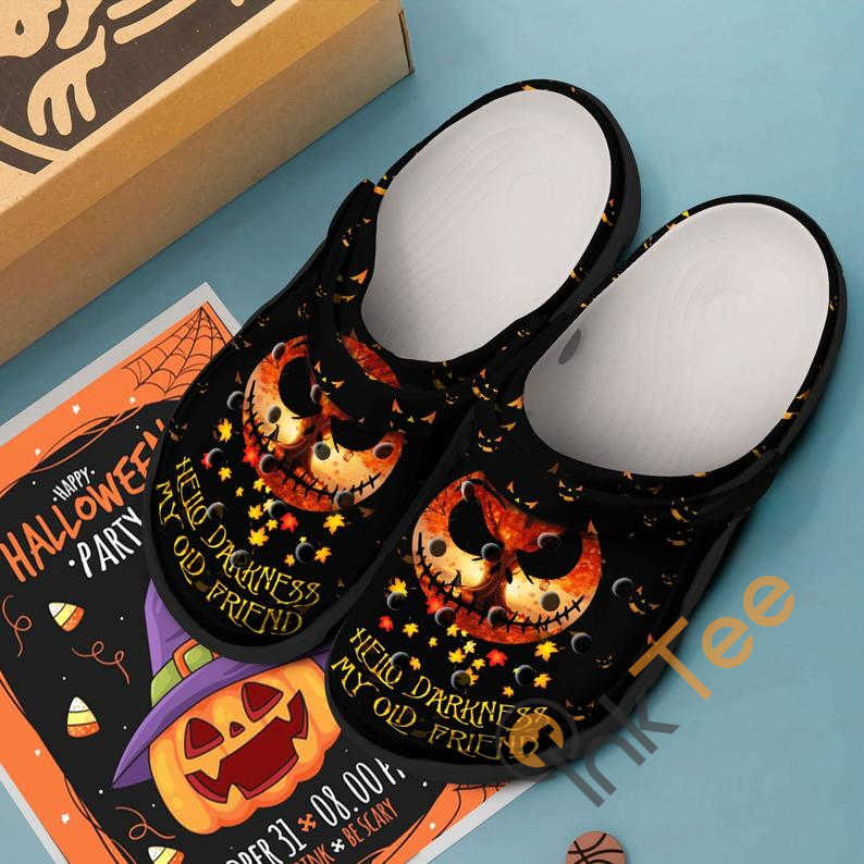 Hello Darkness My Old Friend Jack Skellington The Nightmare Before Christmas Movie Crocs Clog Shoes
