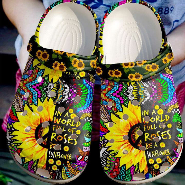 Hippie Be A Sunflower Crocs Clog Shoes