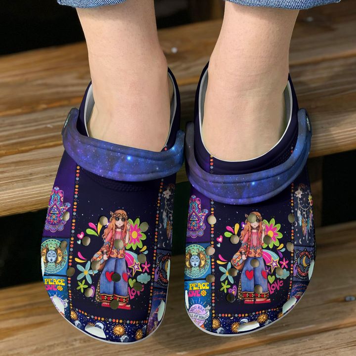 Hippie Peace Love Crocs Clog Shoes
