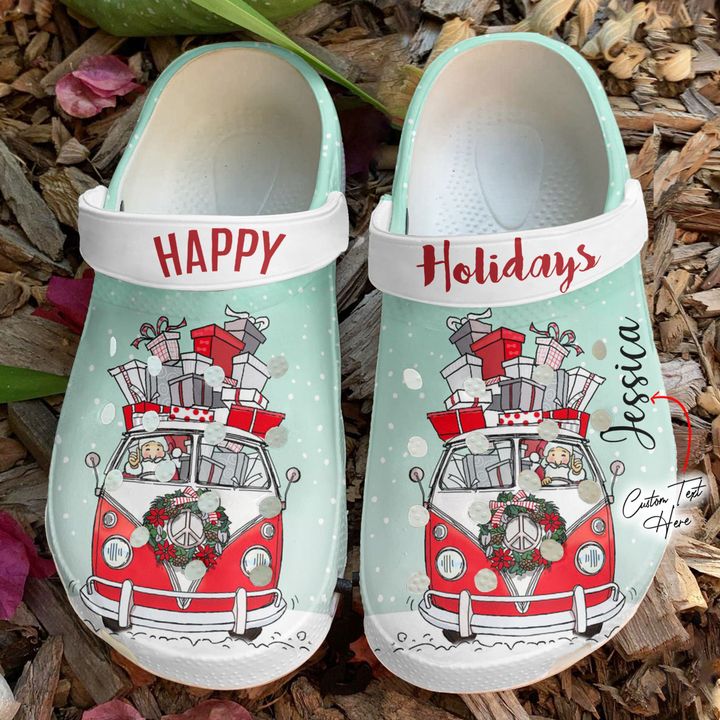 Hippie Personalized Happy Holidays Crocs Clog Shoes