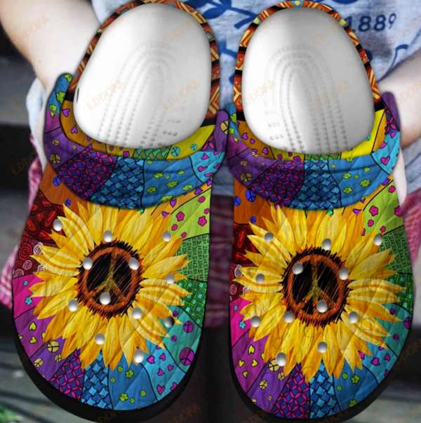 Hippie Sunflower Crocs Clog Shoes