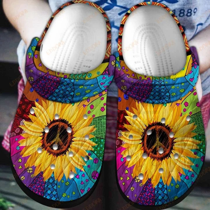 Unique Hippie Sunflower Crocs Clog Shoes
