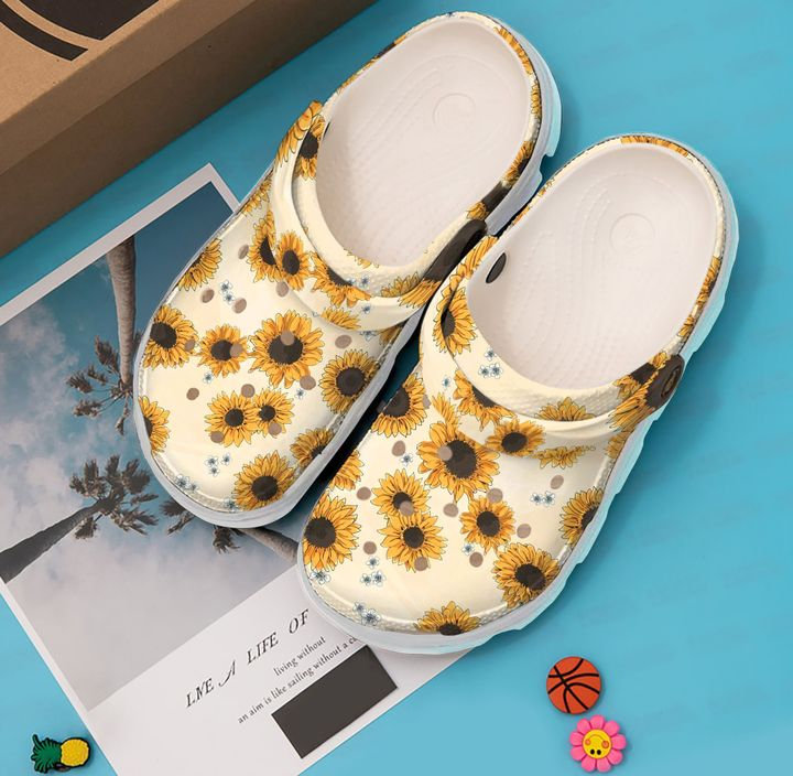 Hippie Sunflower Pattern Crocs Clog Shoes 7 Hippie Sunflower Pattern Crocs Clog Shoes