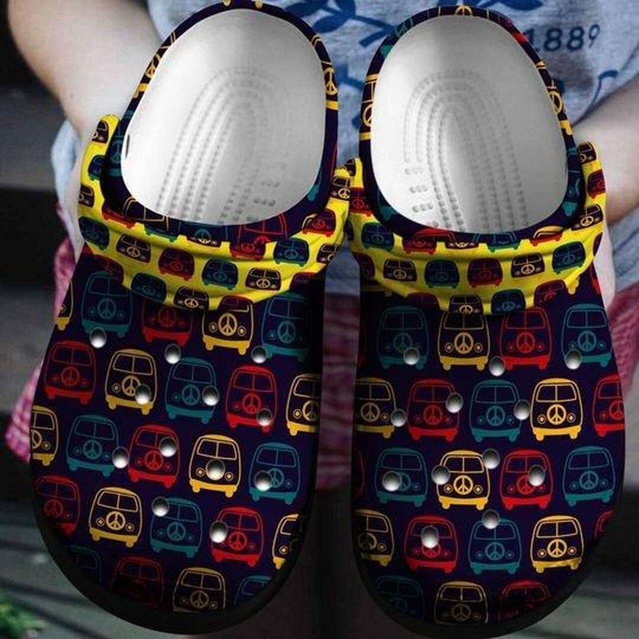 Hippie Vintage Mini Van Personalized Crocs Clog Shoes