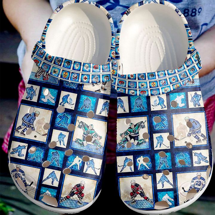 Hockey Pattern Crocs Clog Shoes
