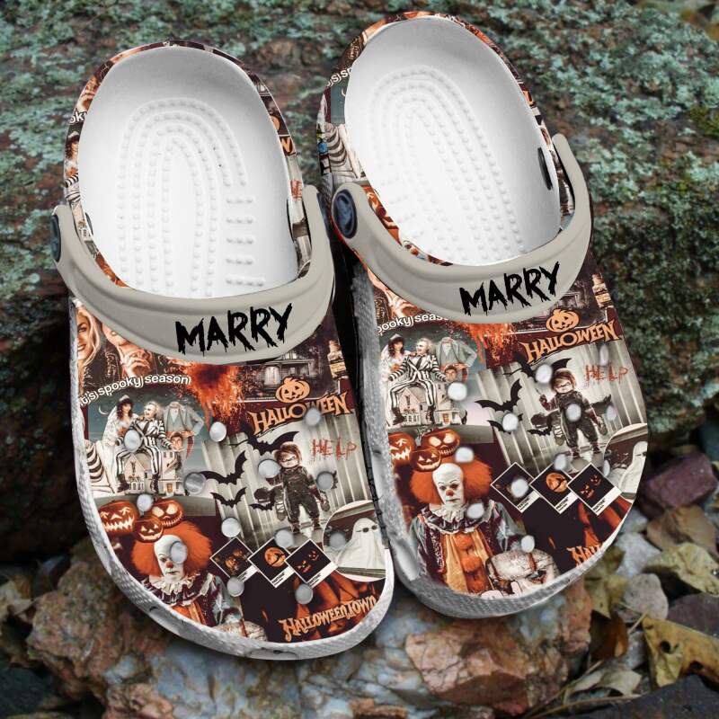 Horror Fall Vintage Scary Faces Personalised Crocs Clog Shoes 12 Horror Fall Vintage Scary Faces Personalised Crocs Clog Shoes