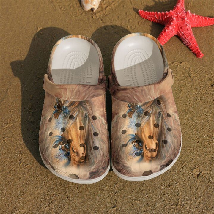 Horse Brown Crocs Clog Shoes