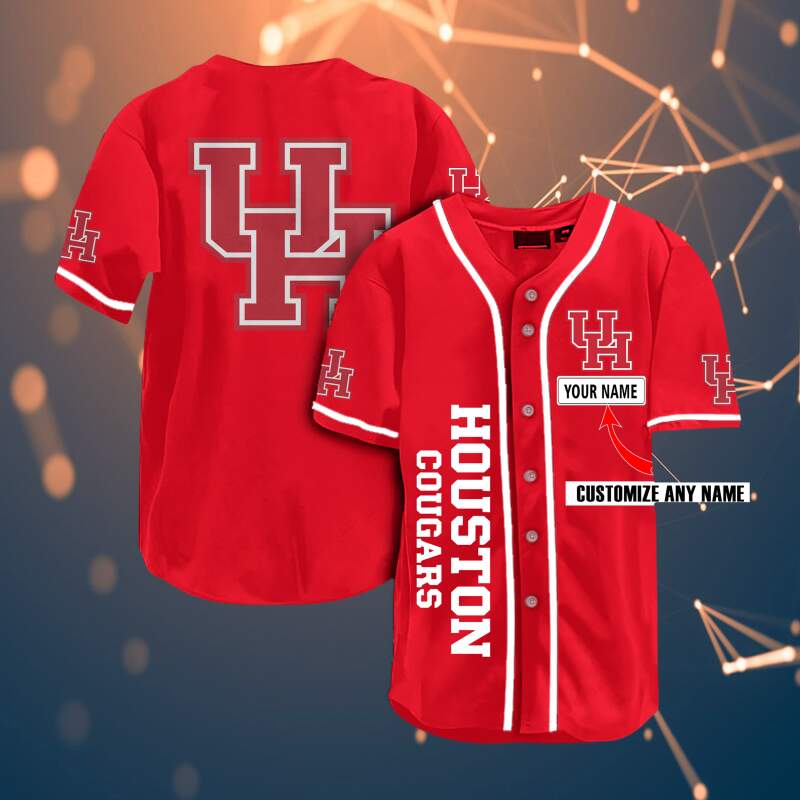 Houston Cougars Personalized Name Ncaa Fans Team 3d Customization Gifts Baseball Jersey