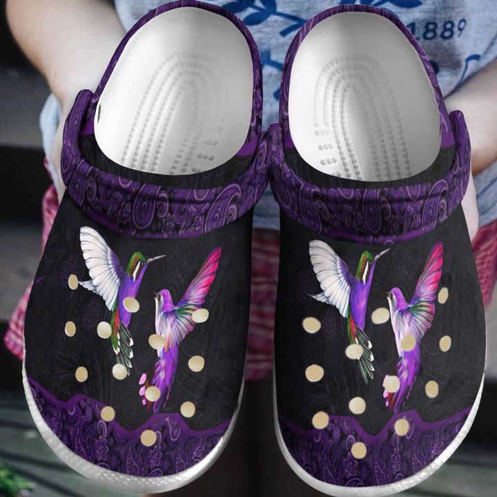 Hummingbird Purple Mandala Crocs Clog Shoes 12 Hummingbird Purple Mandala Crocs Clog Shoes