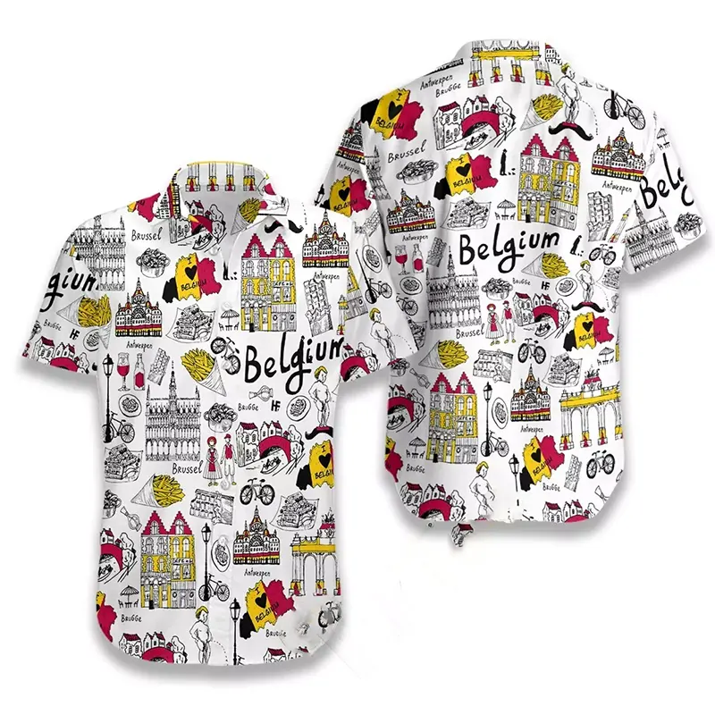 I Love Belgium Doodle Hawaiian shirts