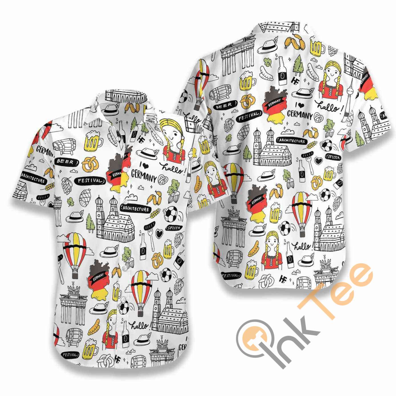 I Love Germany Doodle Hawaiian shirts