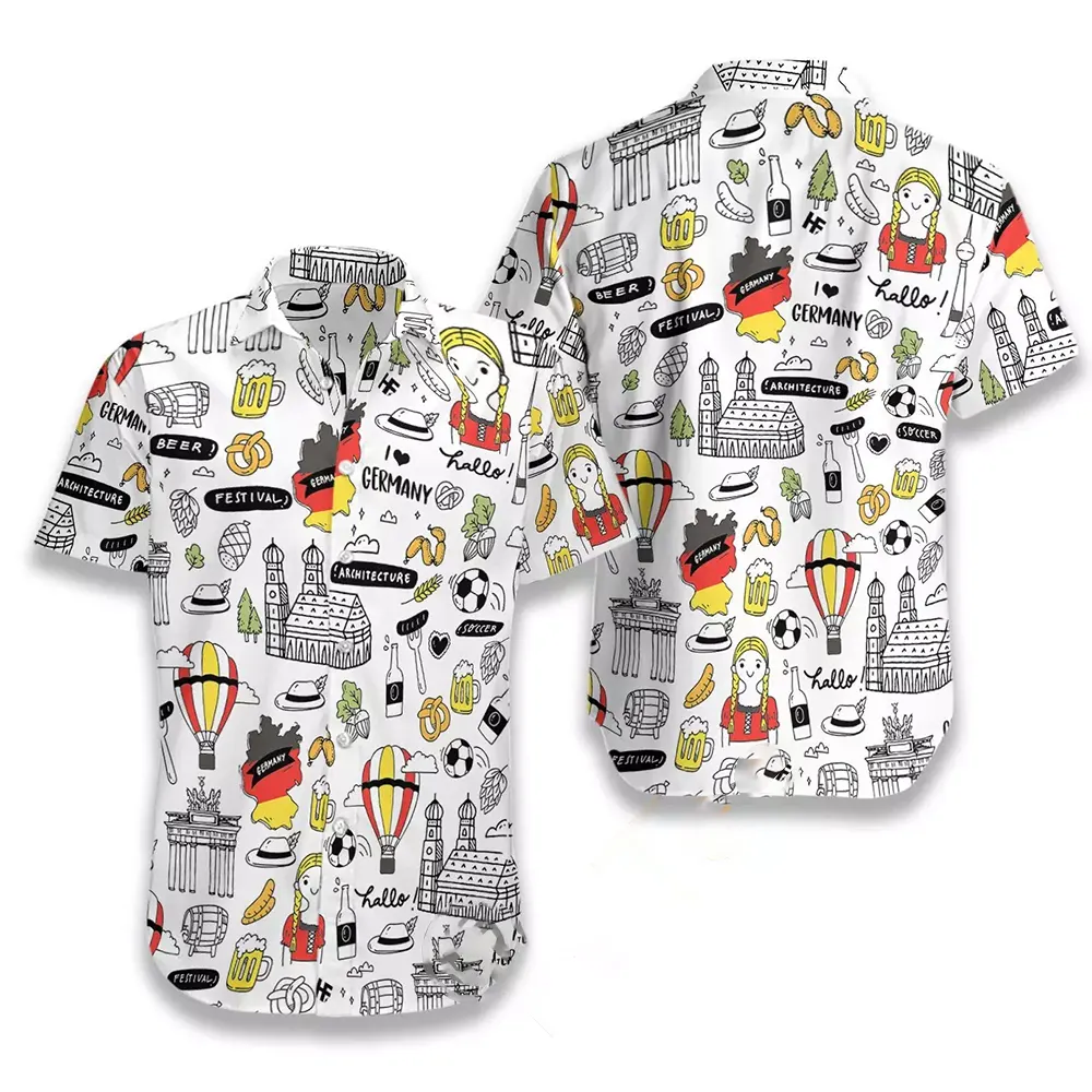I Love Germany Doodle Hawaiian shirts
