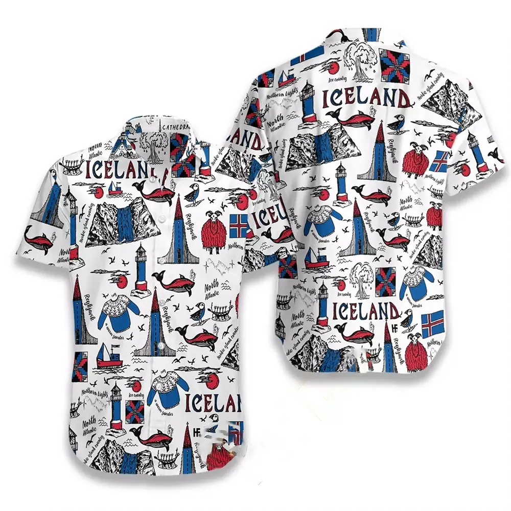 I Love Iceland Doodle Hawaiian shirts