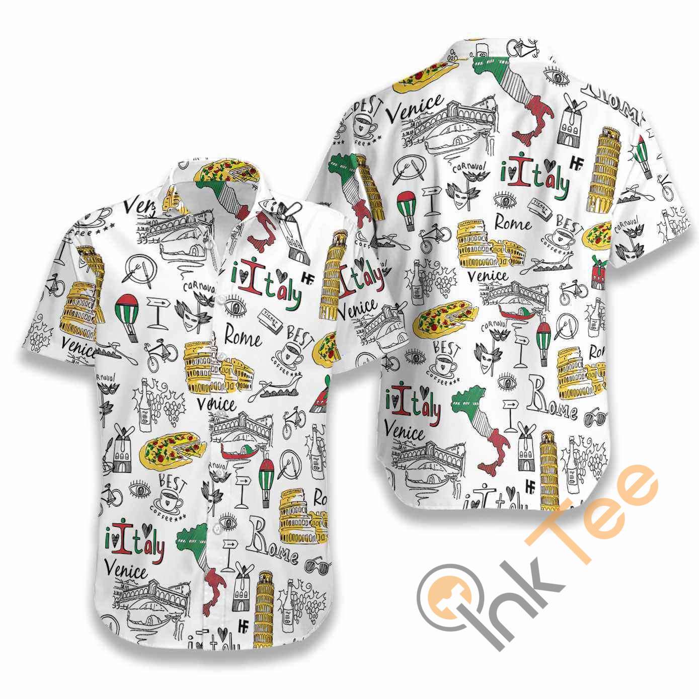 I Love Italy Doodle Hawaiian shirts
