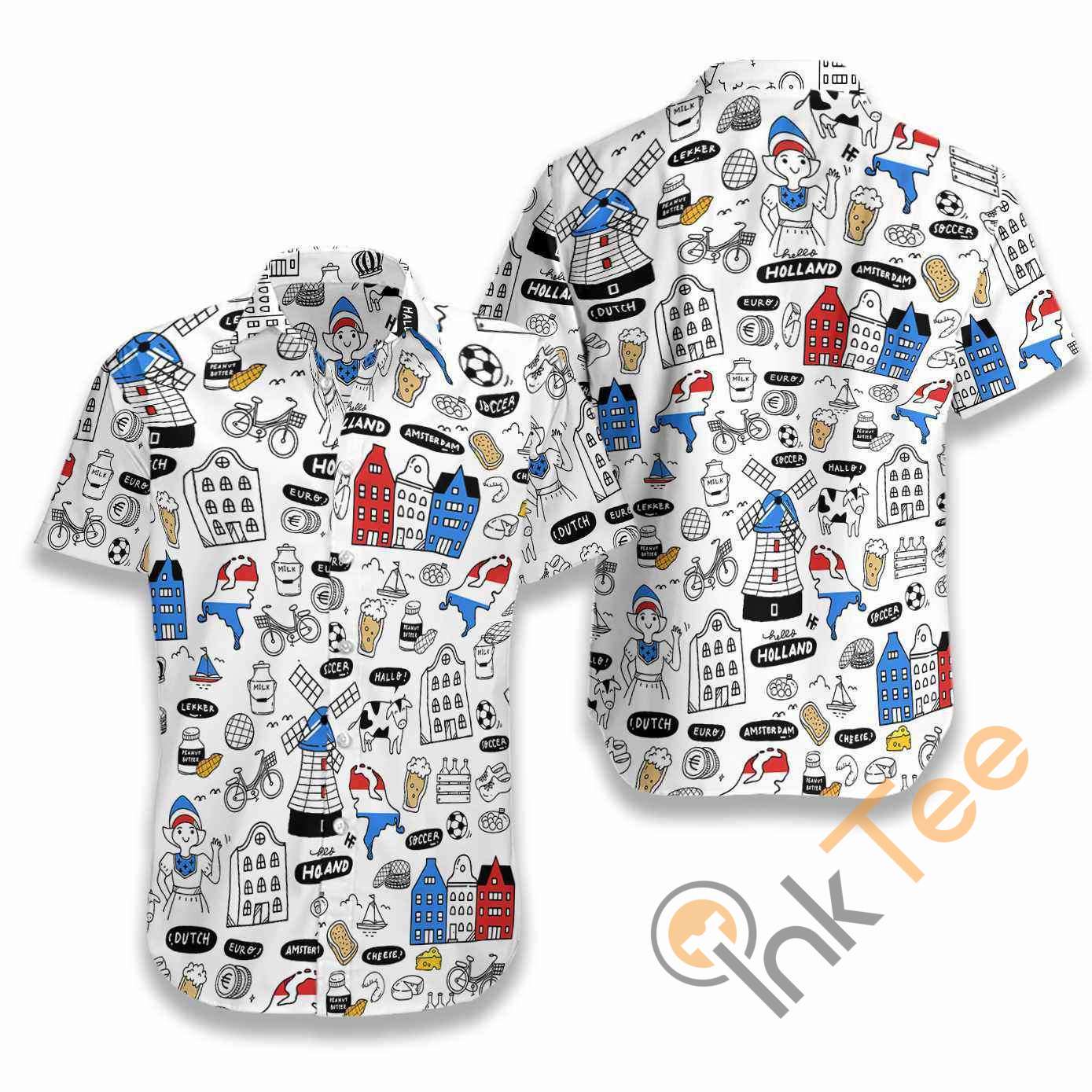 I Love Netherlands Doodle Hawaiian shirts