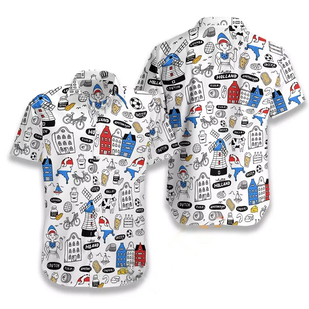 I Love Netherlands Doodle Hawaiian shirts