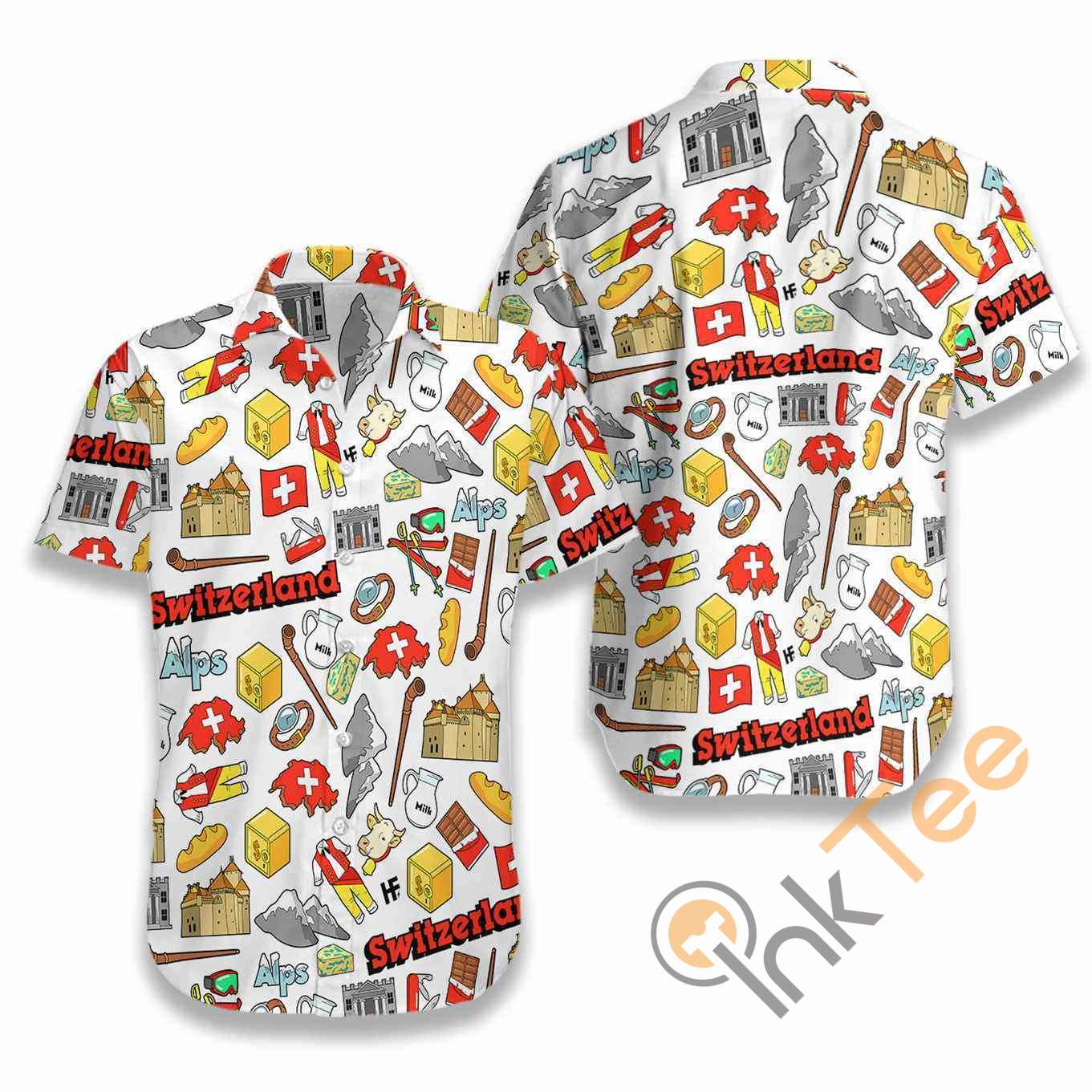 I Love Switzerland Doodle Hawaiian shirts