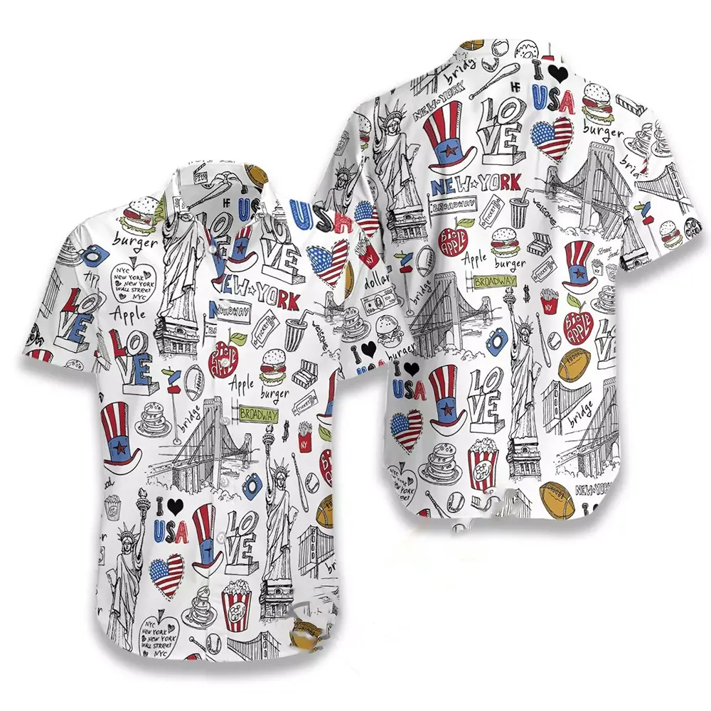 I Love Usa Doodle Hawaiian shirts