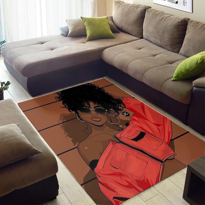 Inspired African Fancy Print Melanin Afro Woman Design Floor House Rug 3 Inspired African Fancy Print Melanin Afro Woman Design Floor House Rug