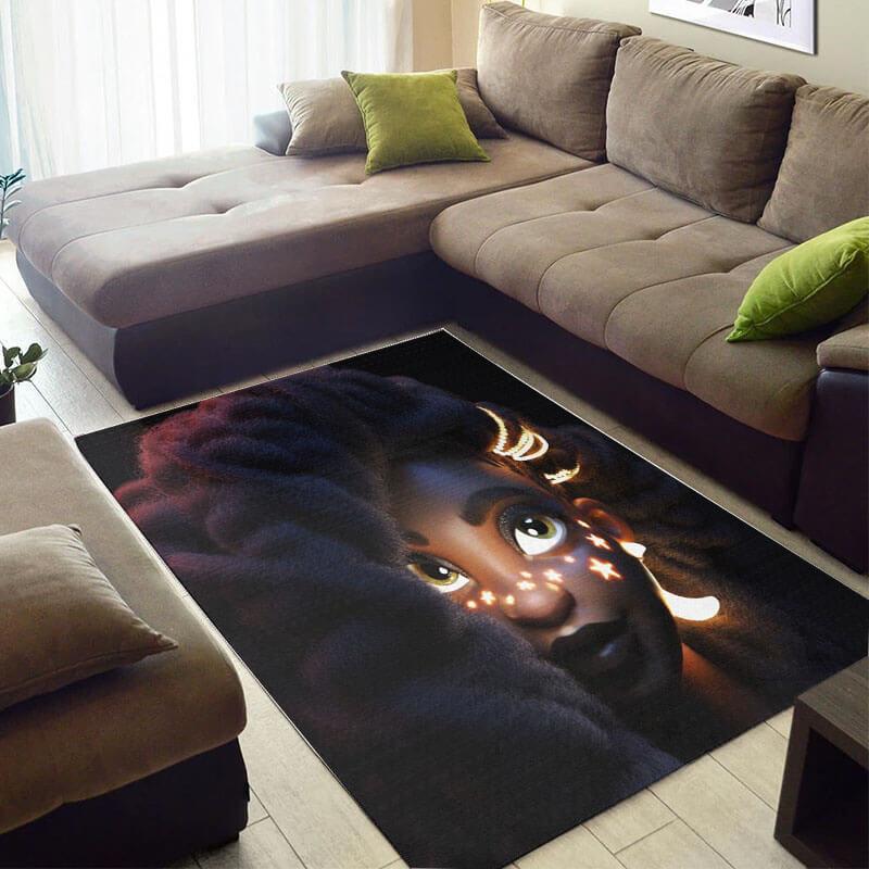 Inspired African Style Beautiful Natural Hair Black Girl Large Rug 2 Inspired African Style Beautiful Natural Hair Black Girl Large Rug