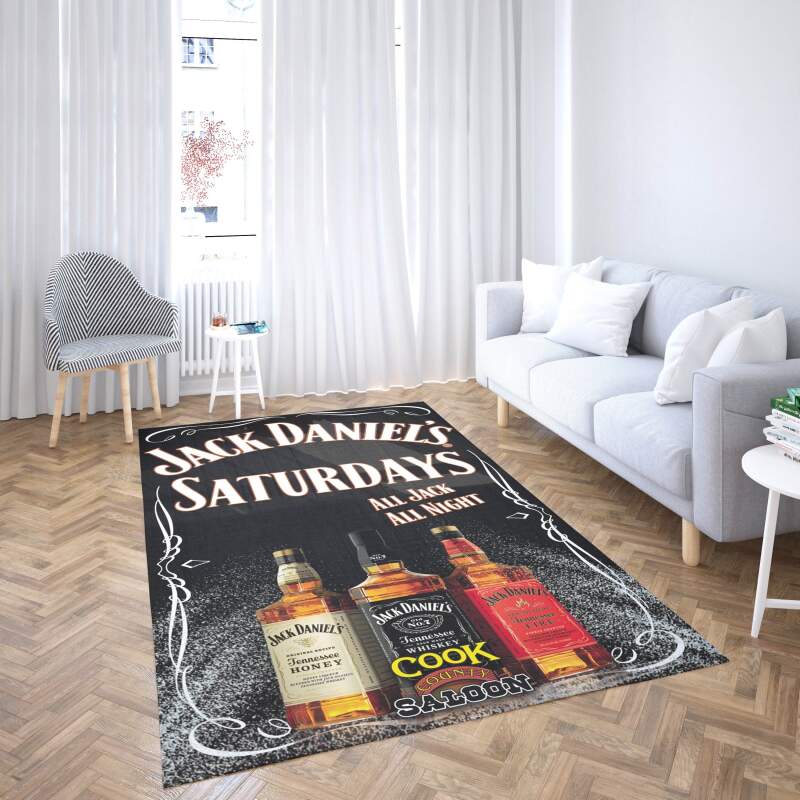 Jack Daniels Whiskey Label Saturday Night Decorative Floor Rug