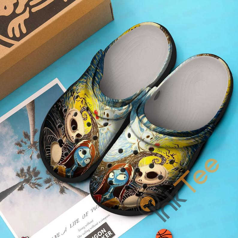 Jack Skellington And Sally The Nightmare Before Christmas Movie Vangogh Painting Crocs Clog Shoes