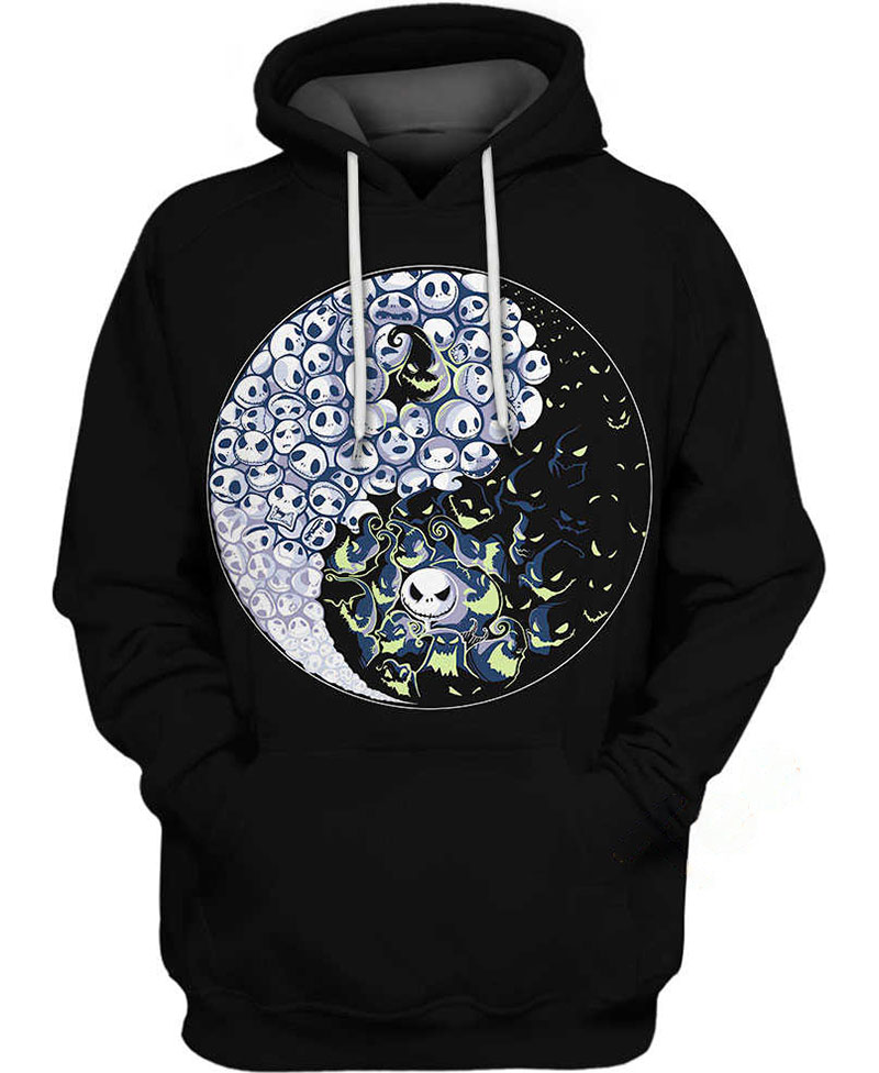 Jack Skellington Ying Yang Hoodie 3D