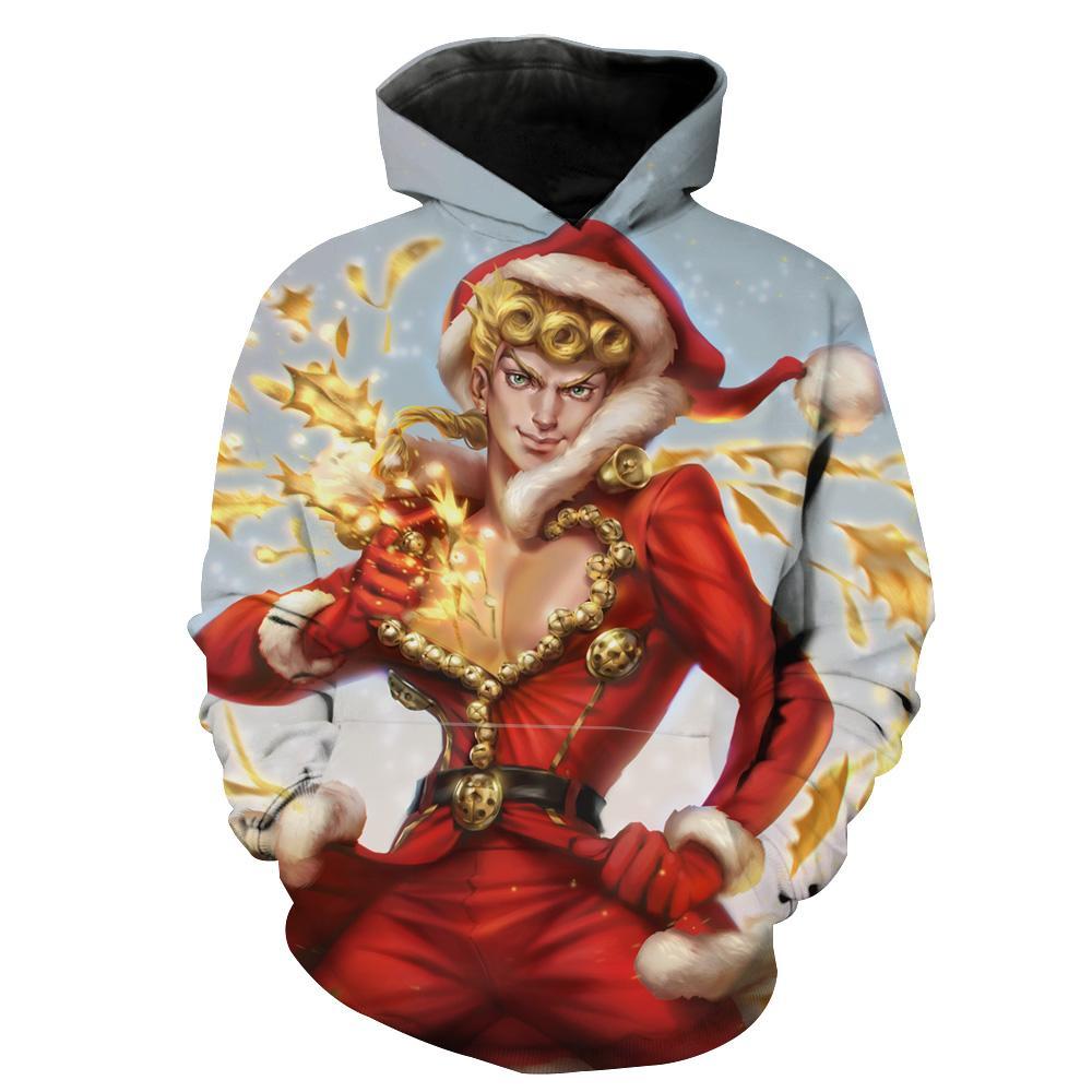 Jojo's Bizarre Adventure Merry Christmas Giorno Christmas Hoodie 3D 1 Jojo’s Bizarre Adventure Merry Christmas Giorno Christmas Hoodie 3D