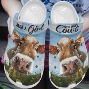Just A Girl Love Cow Farmer Crocs Clog Shoes