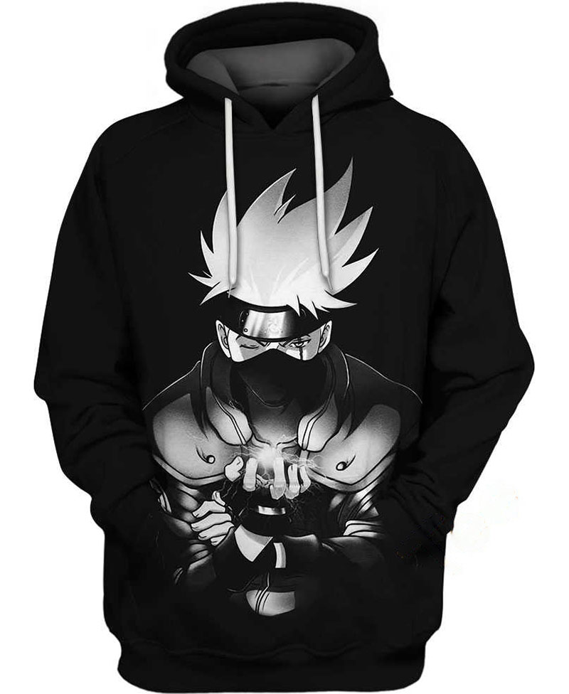 Kakashi Black And White Hoodie 3D