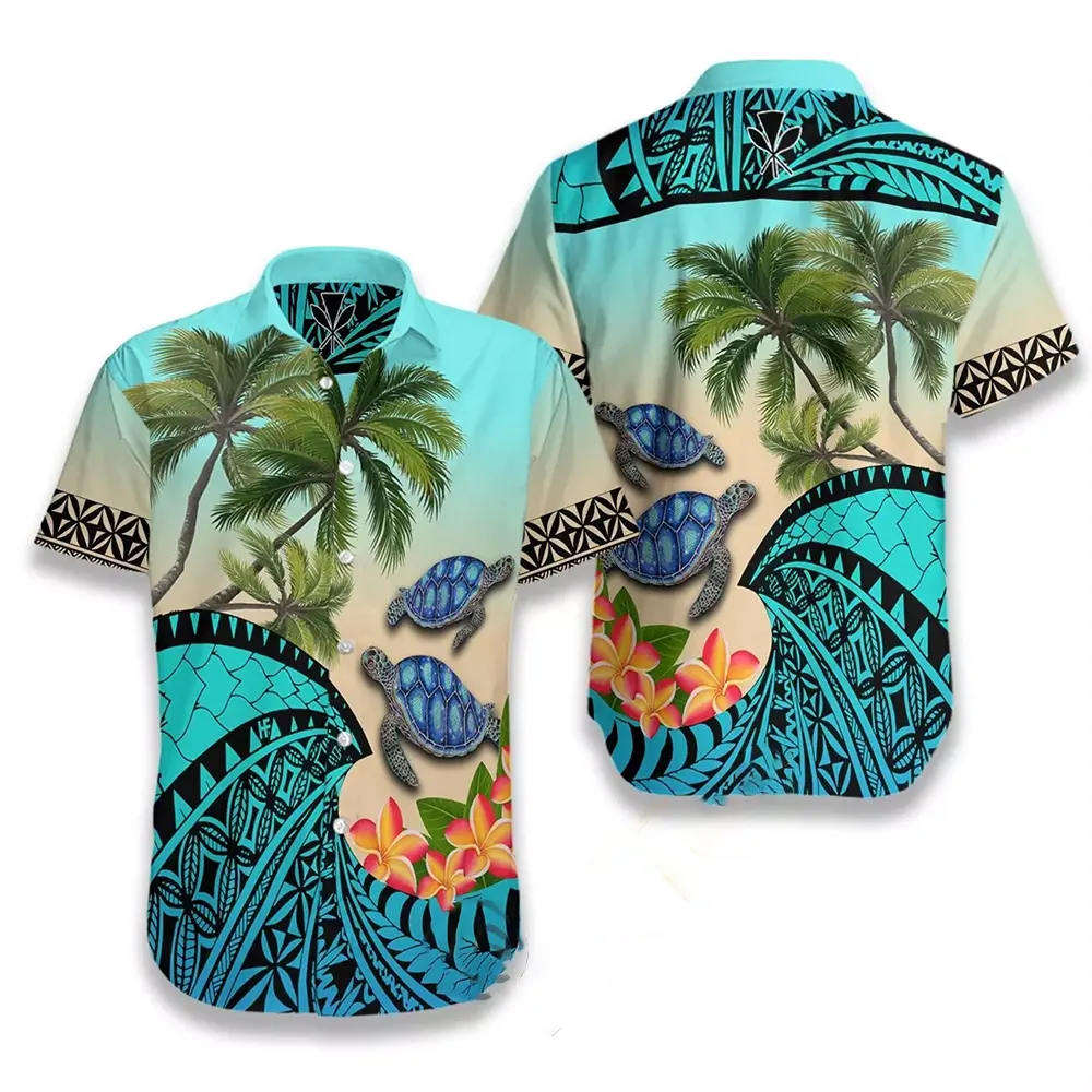 Kanaka Maoli Polynesian Turtle Coconut Tree And Plumeria Hawaiian shirts