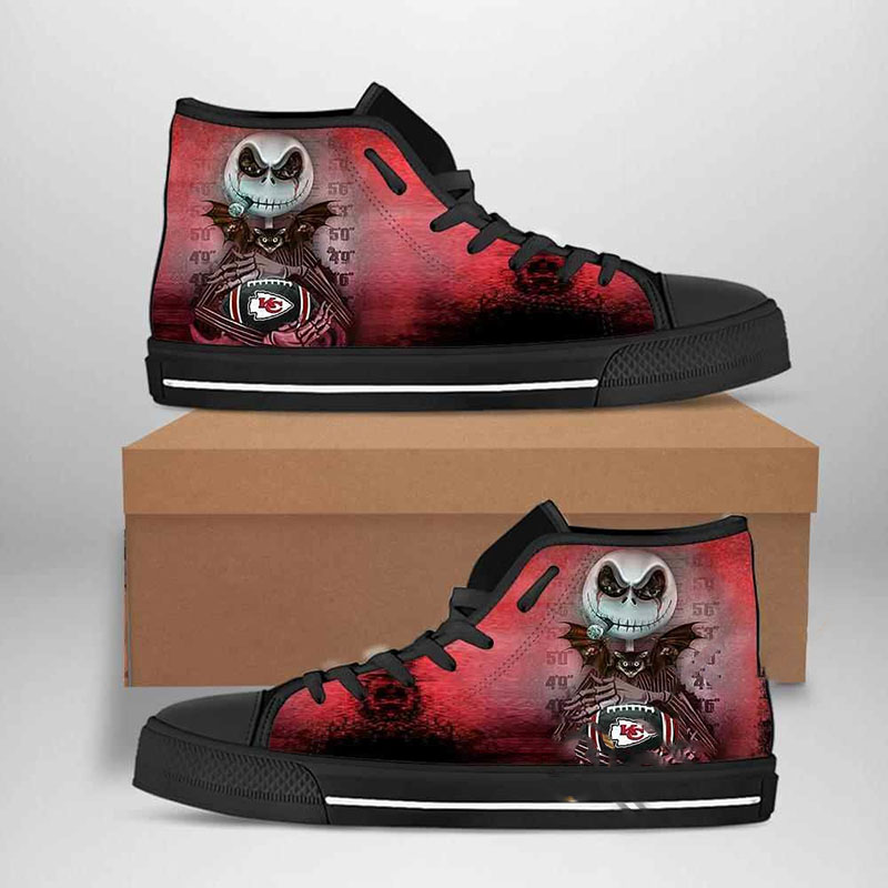 Kansas City Chiefs Nfl Football Jack Skellington High Top Shoes 2 Kansas City Chiefs Nfl Football Jack Skellington High Top Shoes