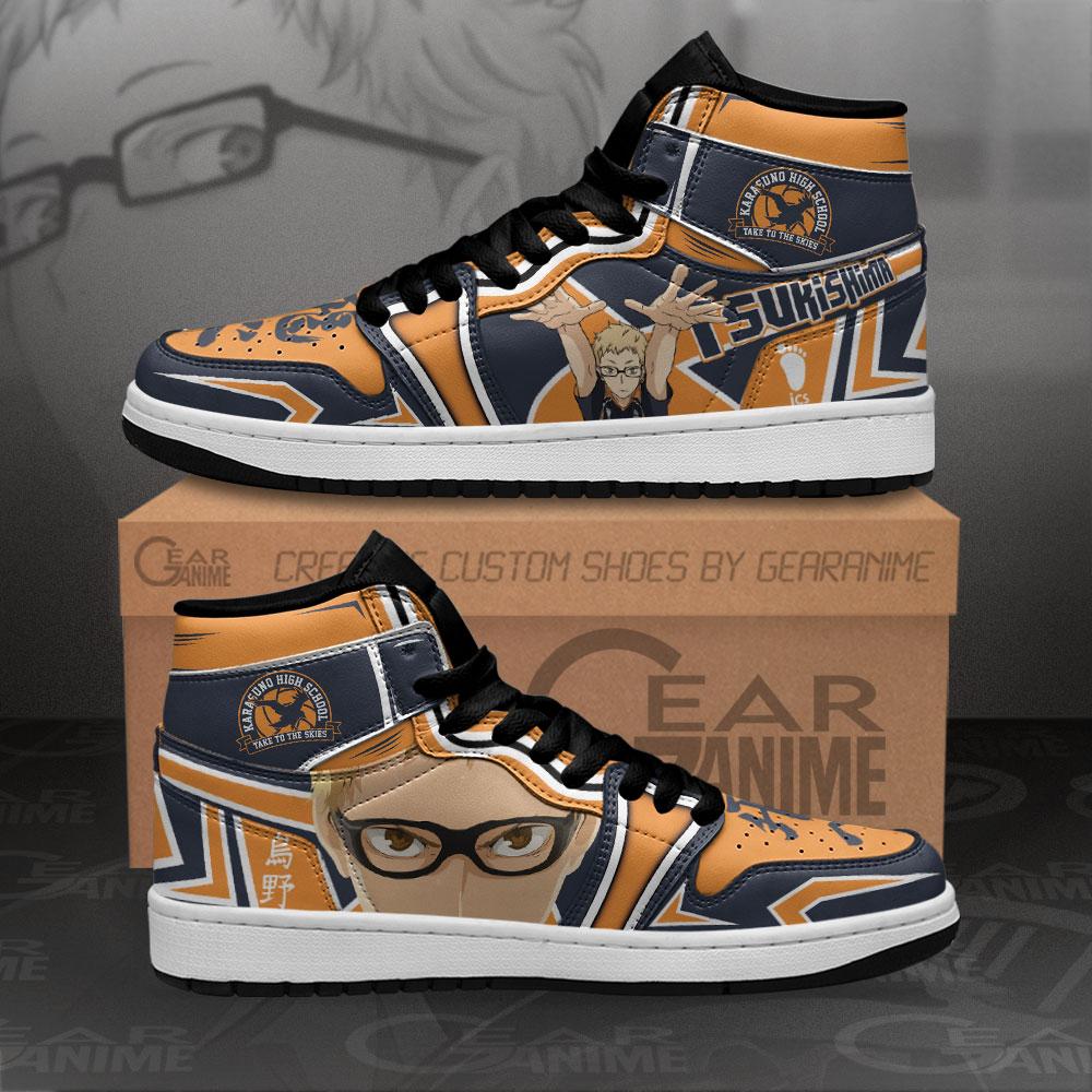 Karasuno Tsukishima Kei Sneakers Haikyuu Anime Air Jordan Shoes