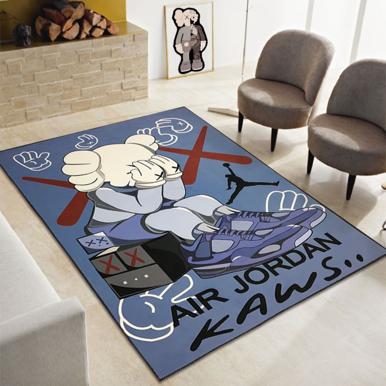 Kaws Off-white Supreme Air Jordan Living Room Rug