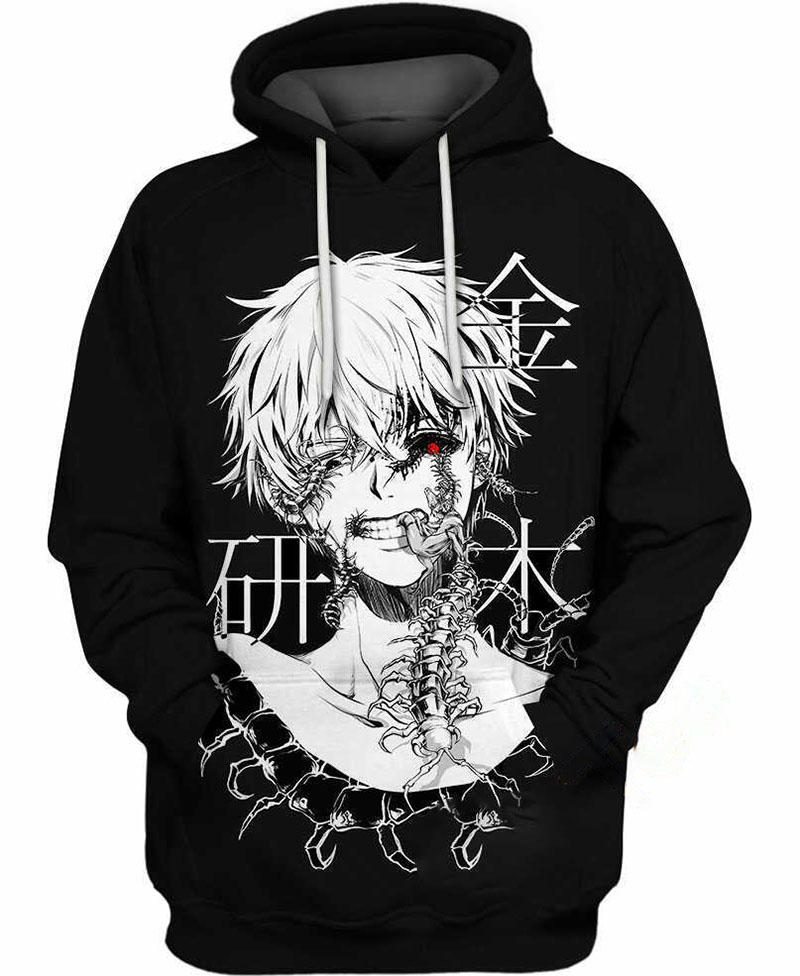 Ken Kaneki Black And White Hoodie 3D 9 Ken Kaneki Black And White Hoodie 3D