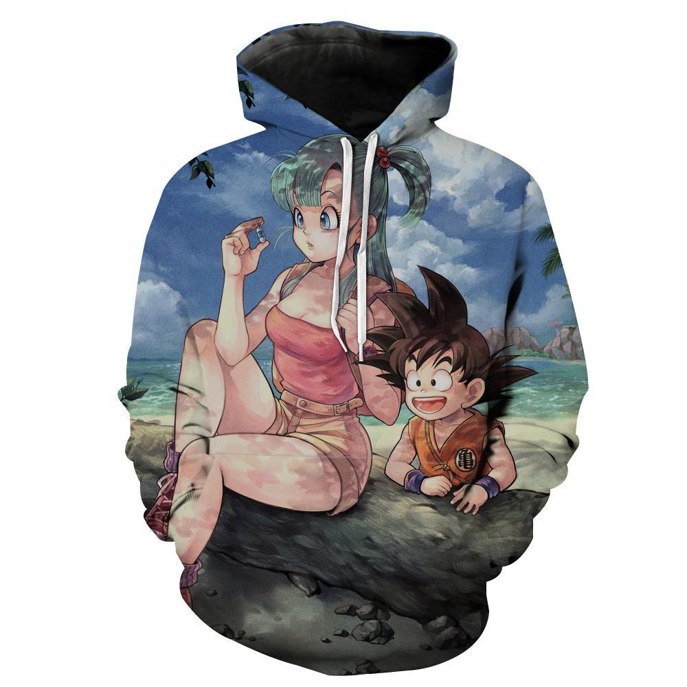 Kid Goku And Bulma Dragon Balls Hoodie 3D