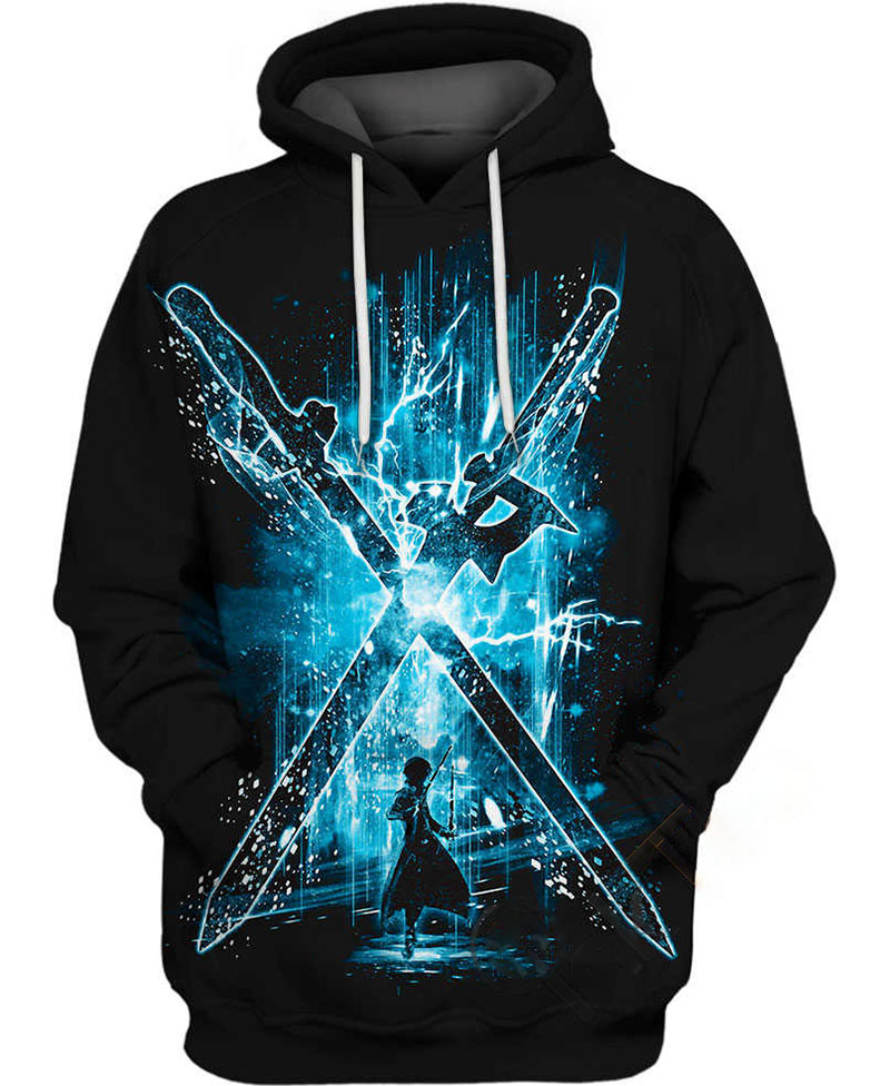 Kirito Two Swords Storm Hoodie 3D 5 Kirito Two Swords Storm Hoodie 3D
