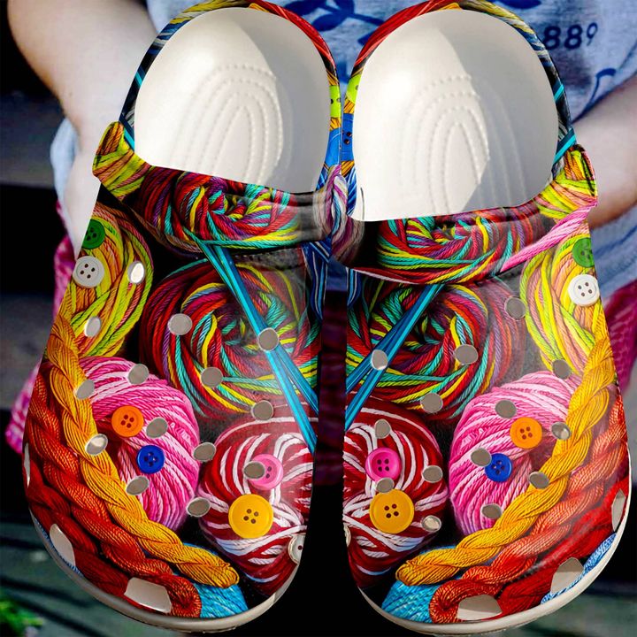 Knitting Colorful Yarn Crocs Clog Shoes 14 Knitting Colorful Yarn Crocs Clog Shoes