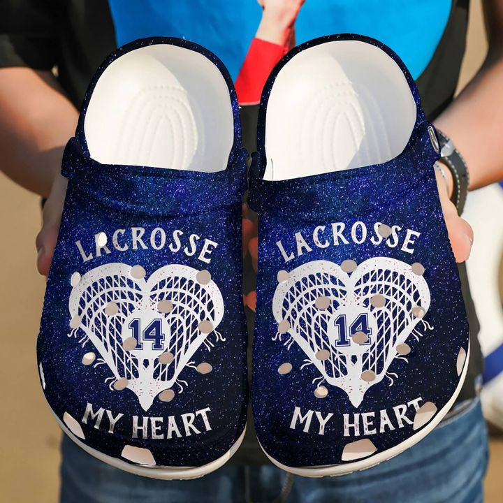 Lacrosse Personalized Heart Crocs Clog Shoes