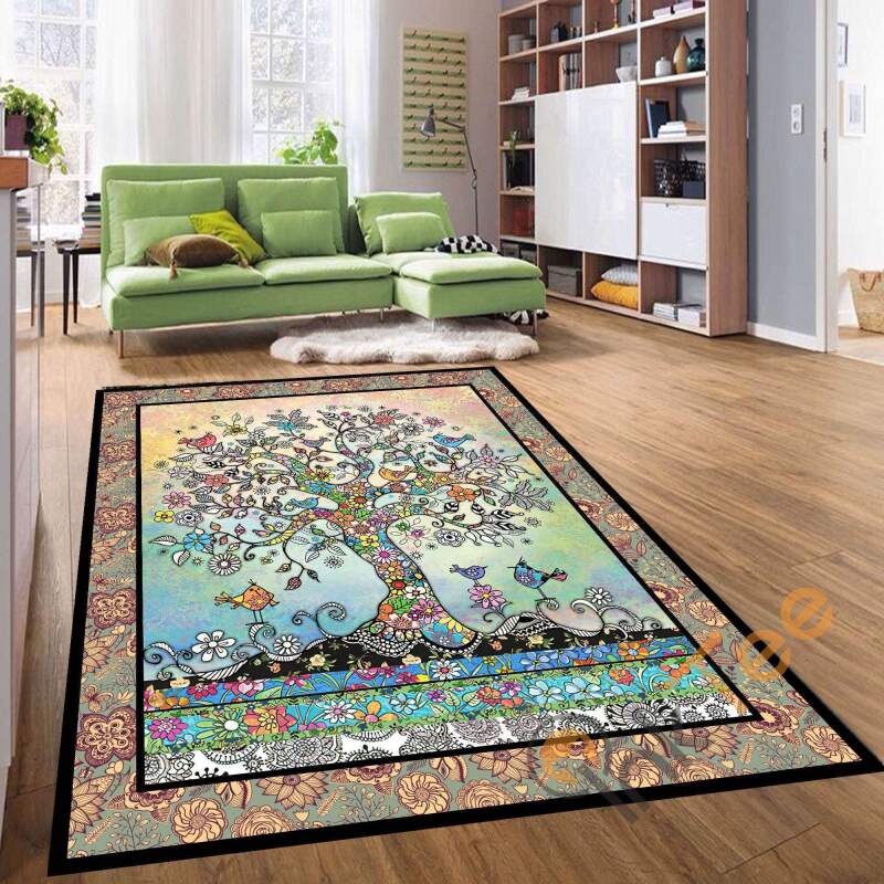 Landscape Multi-colour Tree F Children’s Or Kitchen Living Room Bedroom Rug